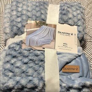 BearPaw Light Blue Faux Fur Throw